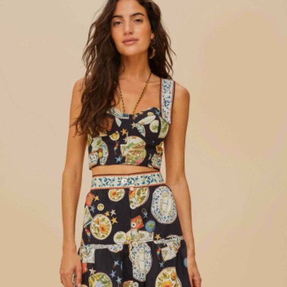 Farm Rio black trip souvenir topstitching organic cotton top - Picture 3 of 6